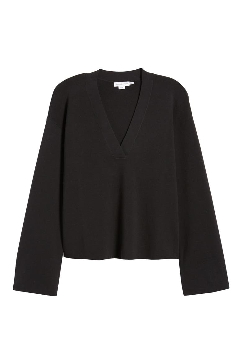 V-Neck Boxy Cotton Blend Sweater, Alternate, color, BLACK001