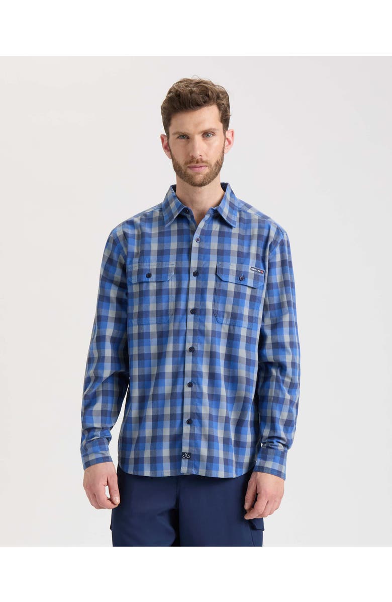 Salt Life Hammer SLX Performance Flannel Shirt, Main, color, Surf Blue