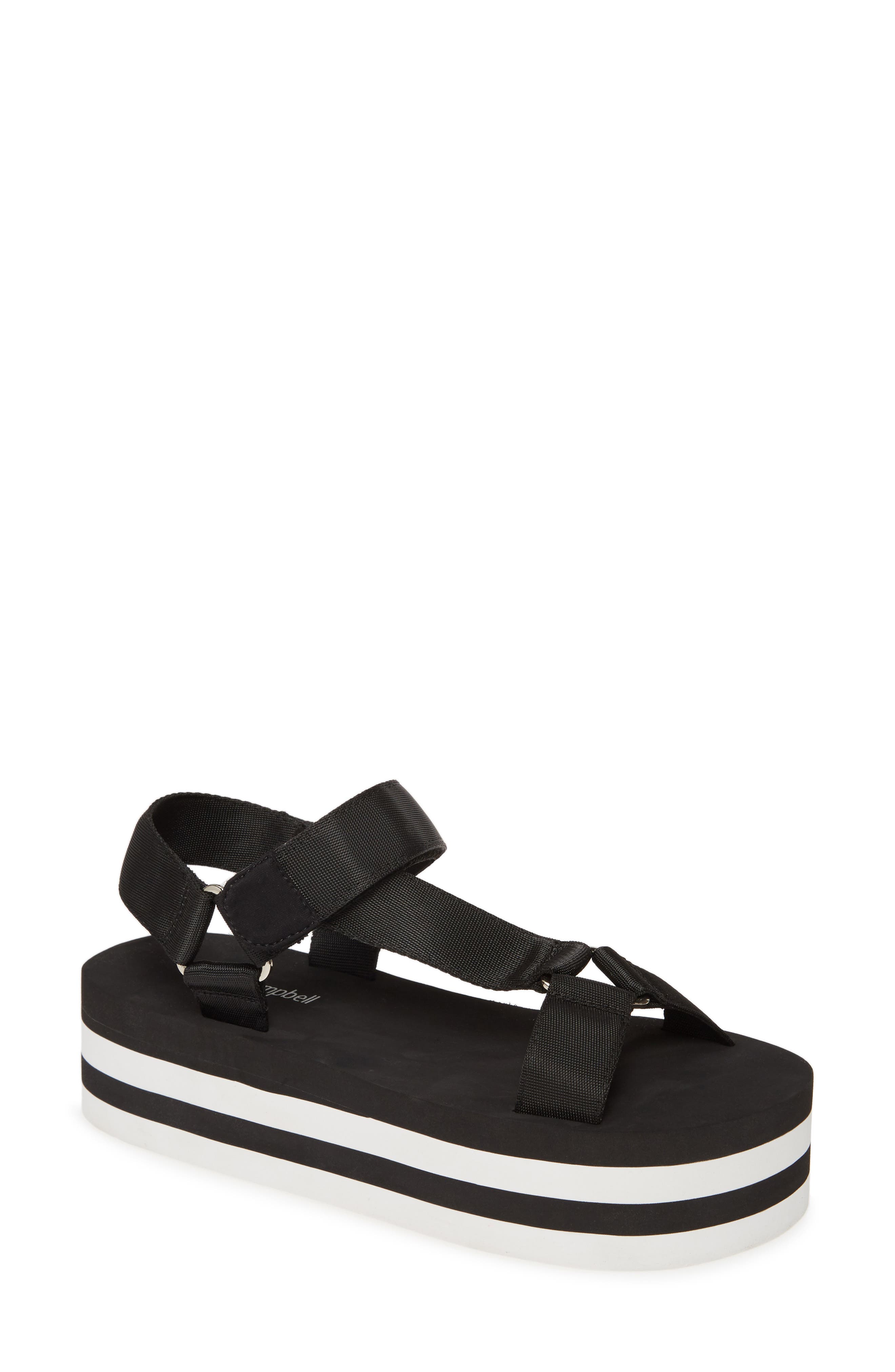 Hang 10 Surf Sandal, Main, color, BLACK WHITE COMBO