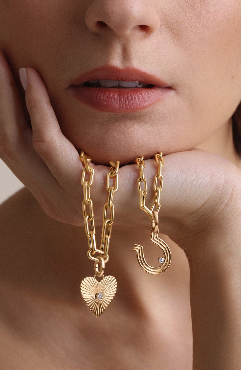 Adina Reyter Groovy Diamond Heart Rays Hinged Charm, Alternate, color, 14K Yellow Gold