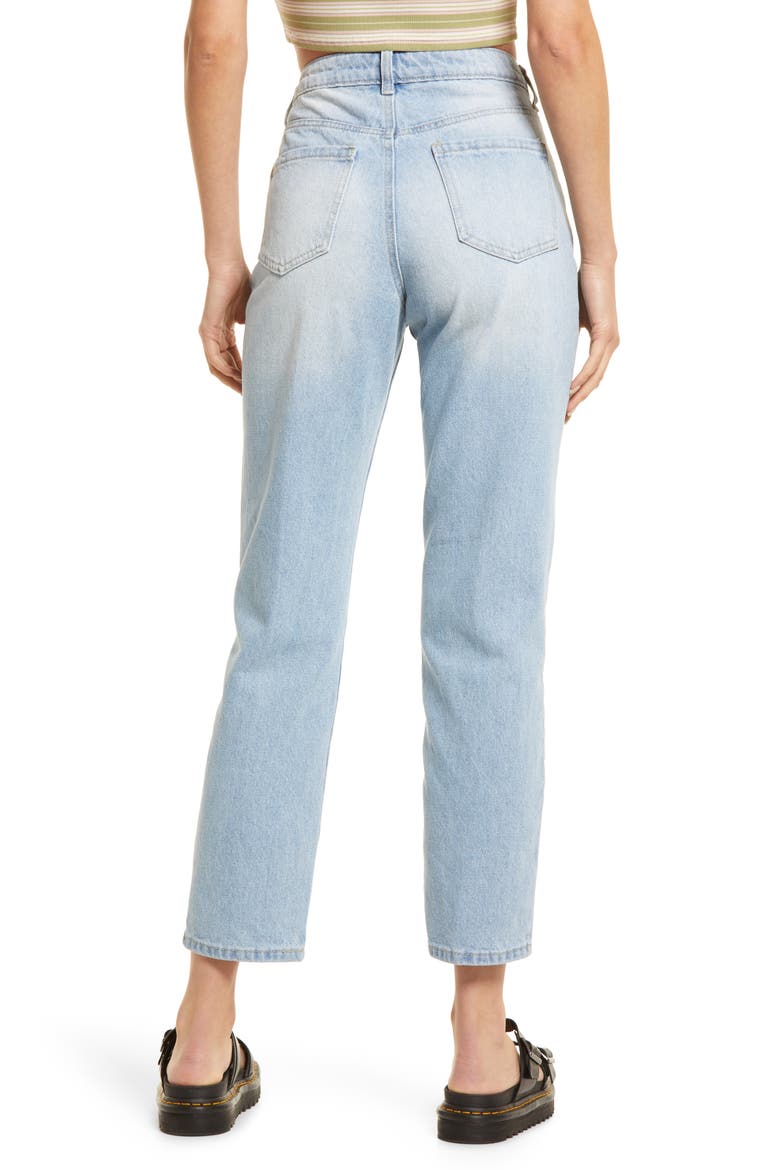 High Waist Button Fly Mom Jeans, Alternate, color, BLUE LIGHT VINTAGE WASH