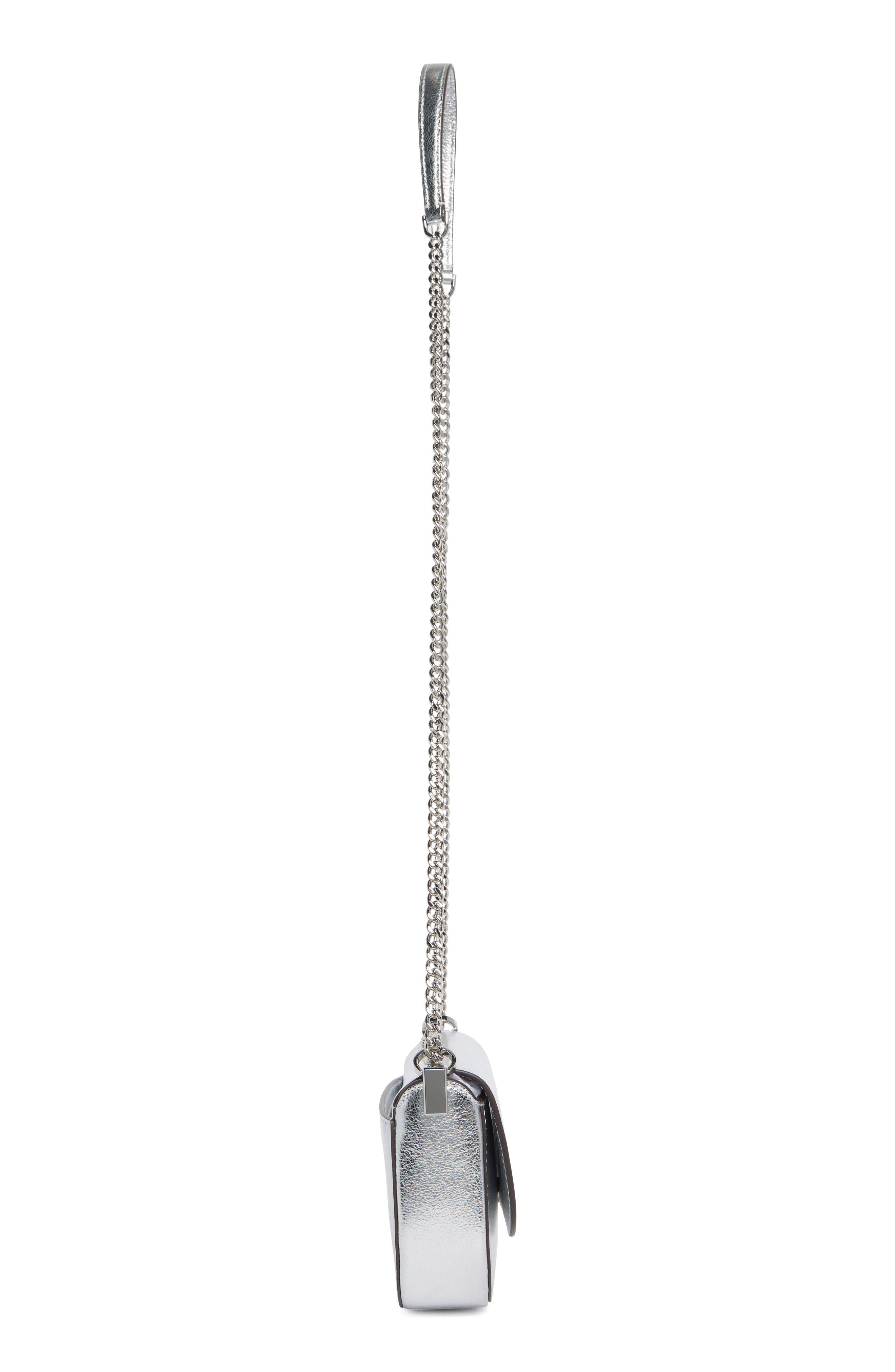 Kate Spade New York krista metallic chain flap crossbody bag, Alternate, color, Silver