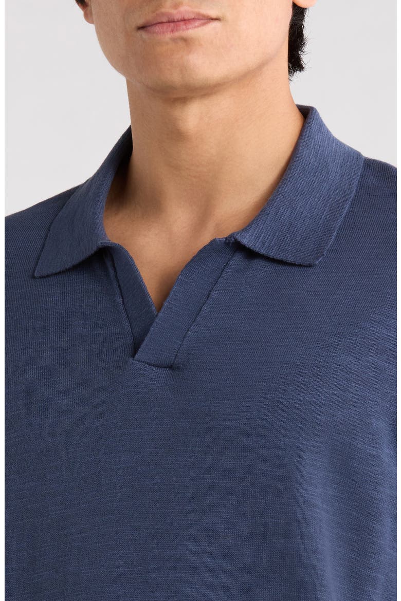 Johnny-Collar Cotton Slub Sweater Polo, Alternate, color, PETROL NAVY