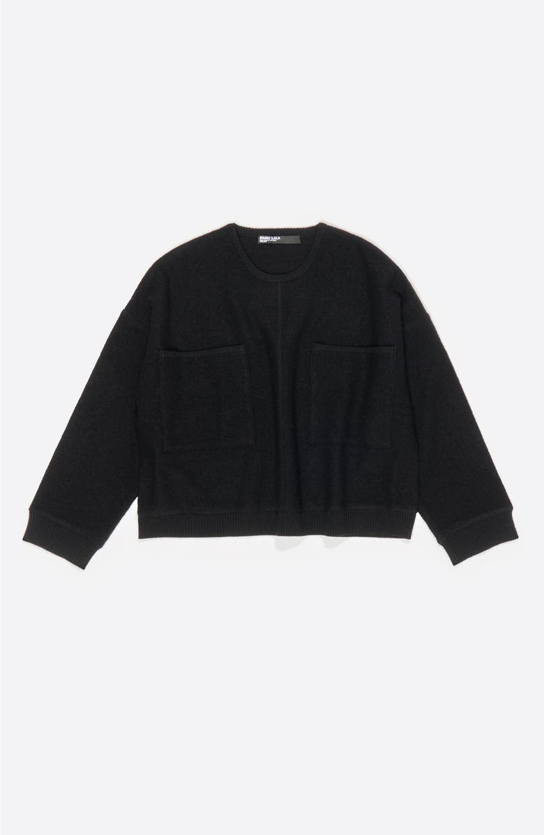 Bimba y Lola Wool Boxy Cropped Top, Main, color, Black