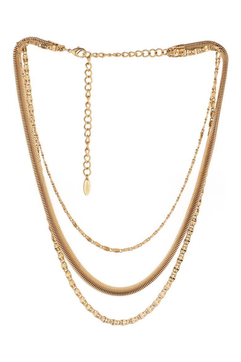 Herringbone Layered Necklace, Alternate, color, GOLD