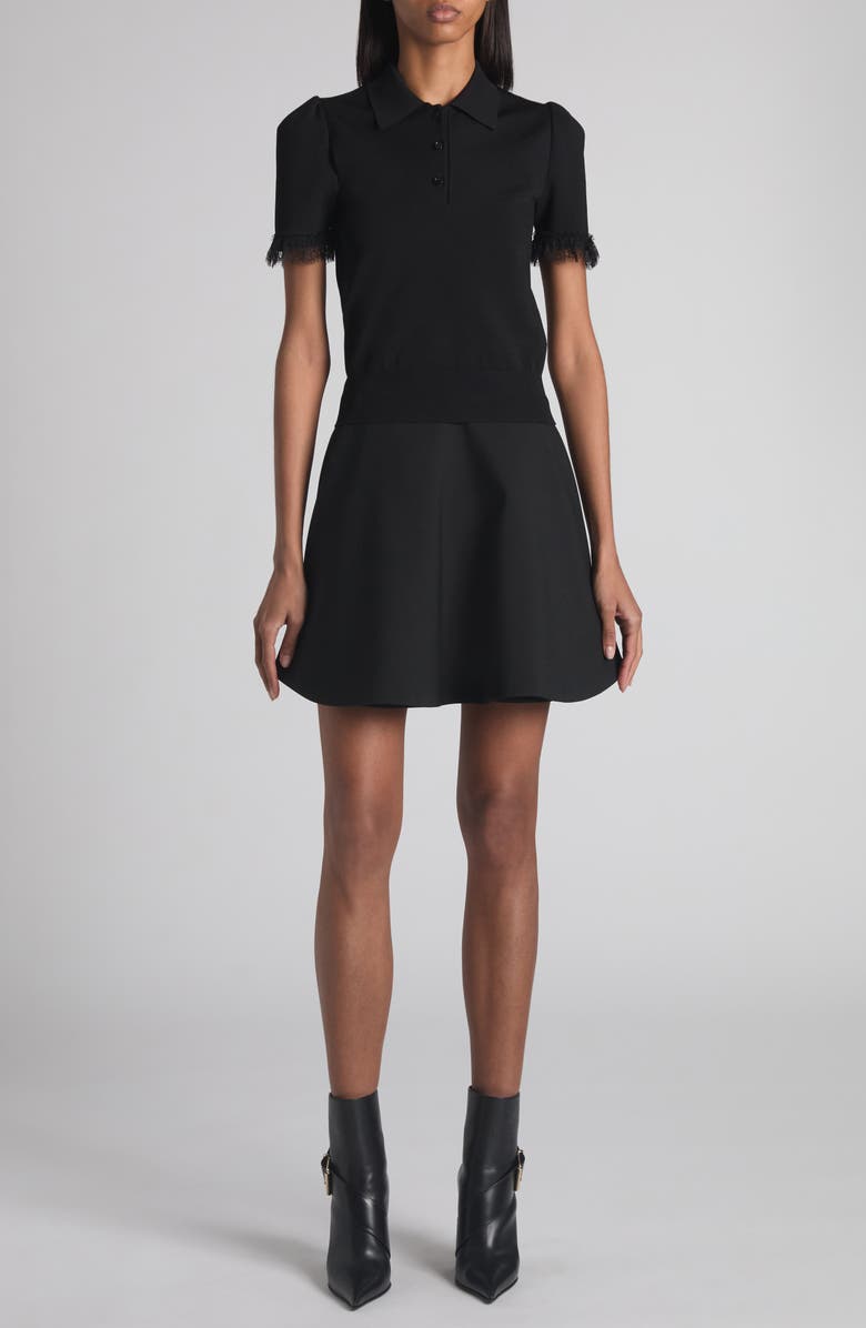 McQueen Lace Trim Polo, Alternate, color, Black