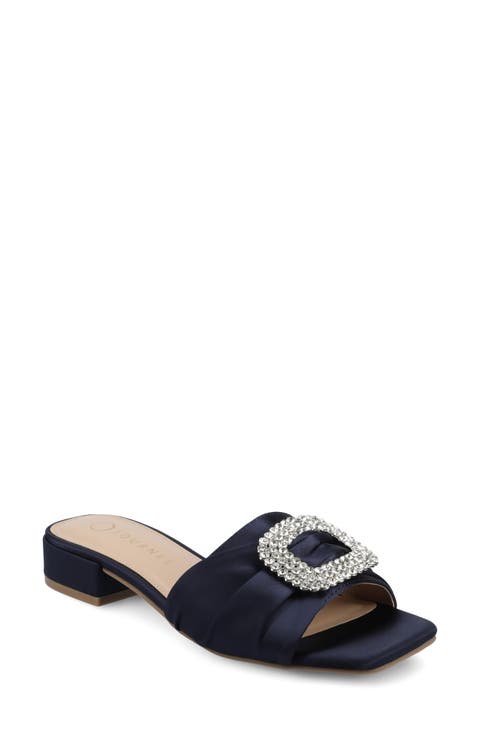 Flavia Rhinestone Buckle Slide Sandal (Women)