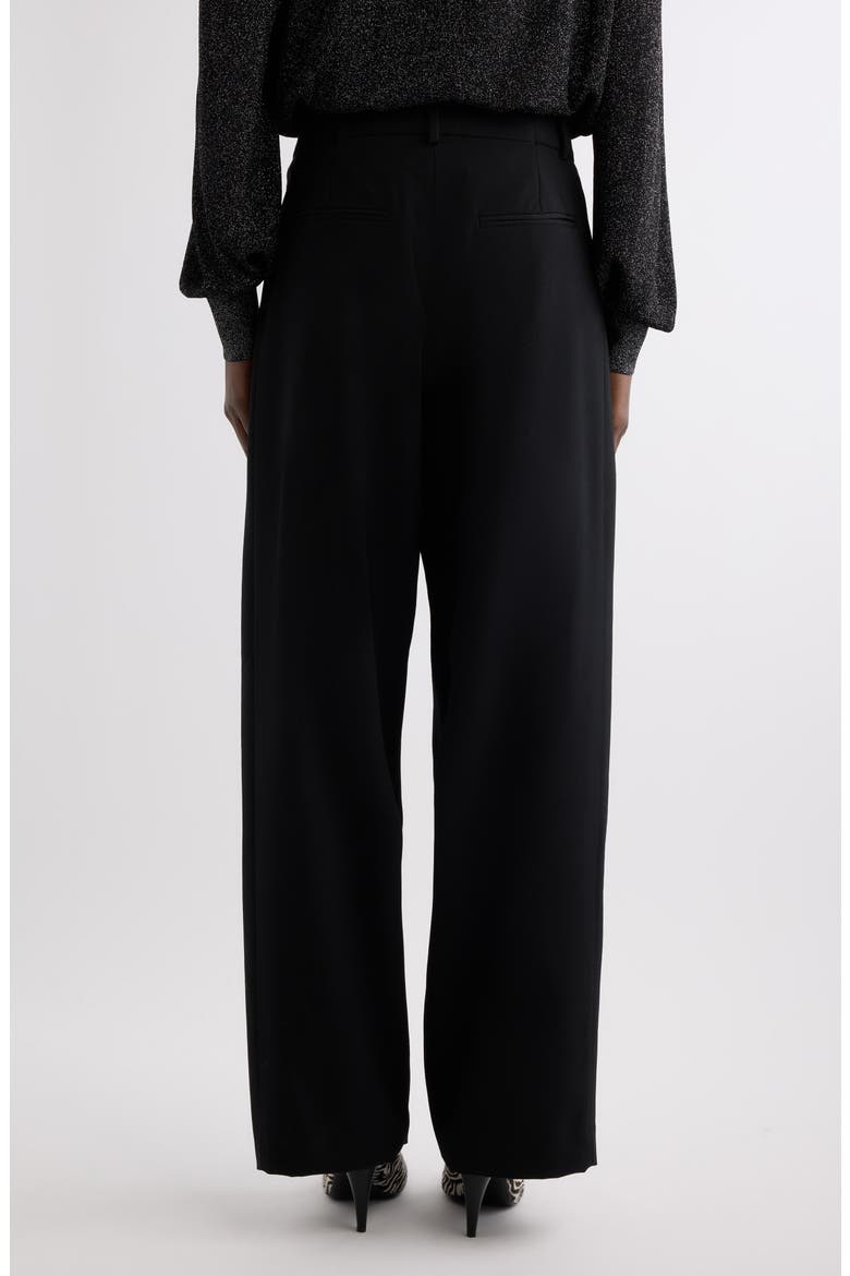 Lyda Pleated Wide Leg Wool Pants, Alternate, color, BLACK