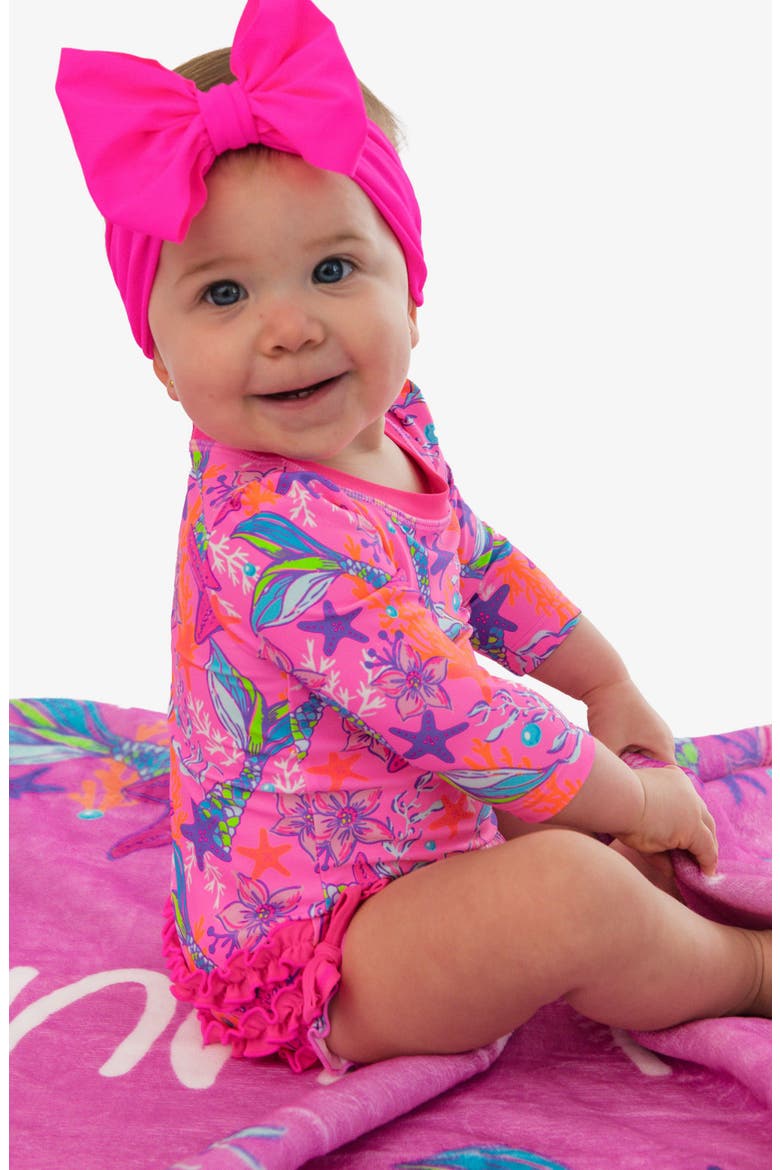 Kids' Mermaid Long Sleeve One-Piece Rashguard Swimsuit, Alternate, color, PINK
