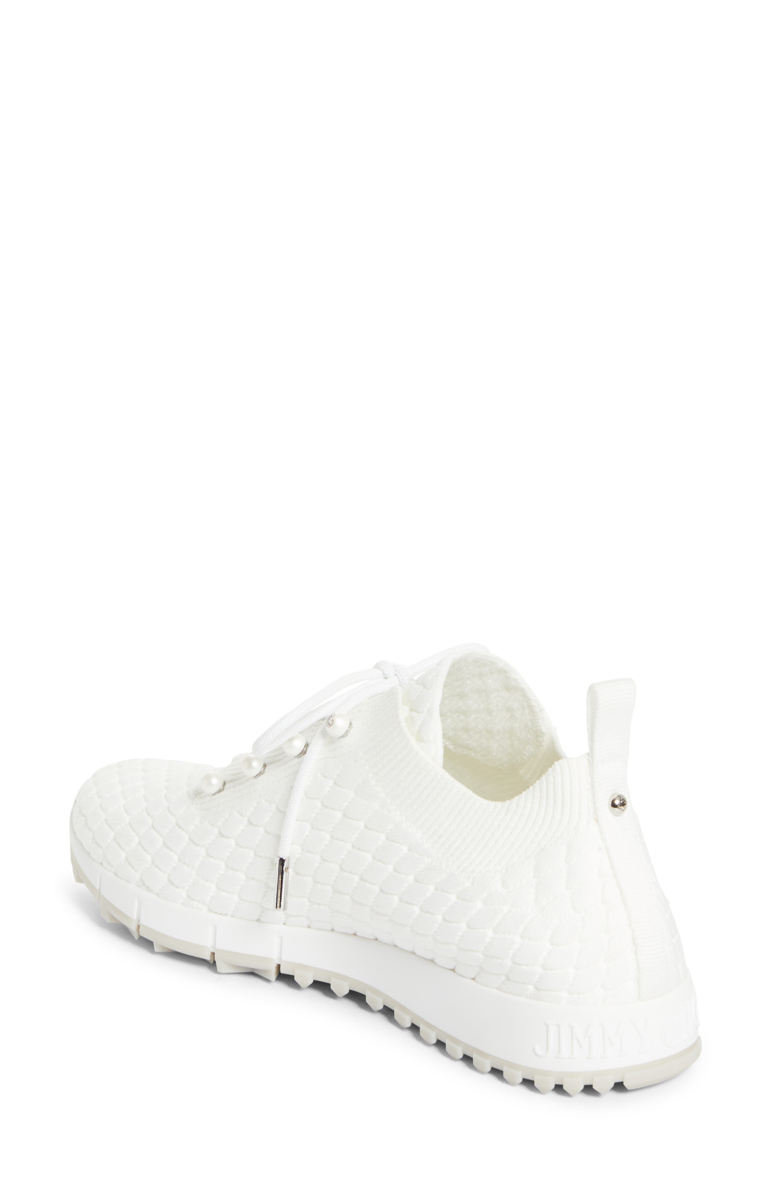 Jimmy Choo Veles Faux Pearl Knit Sneaker, Alternate, color, X White