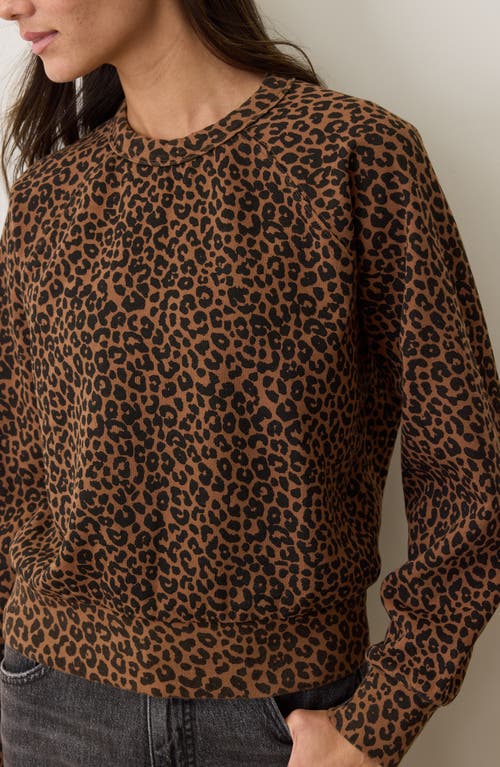 Marine Layer Cloud 9 Fleece Leopard Print Sweatshirt In Brown