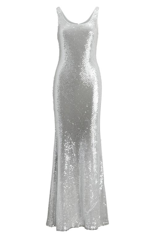 Ralph Lauren Women's Sequined Sleeveless Gown In Aqua Pearl