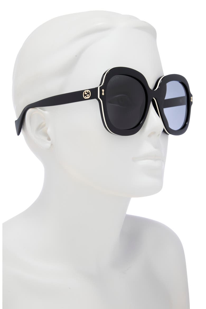 57mm Round Sunglasses, Alternate, color, BLACK BLACK GREY