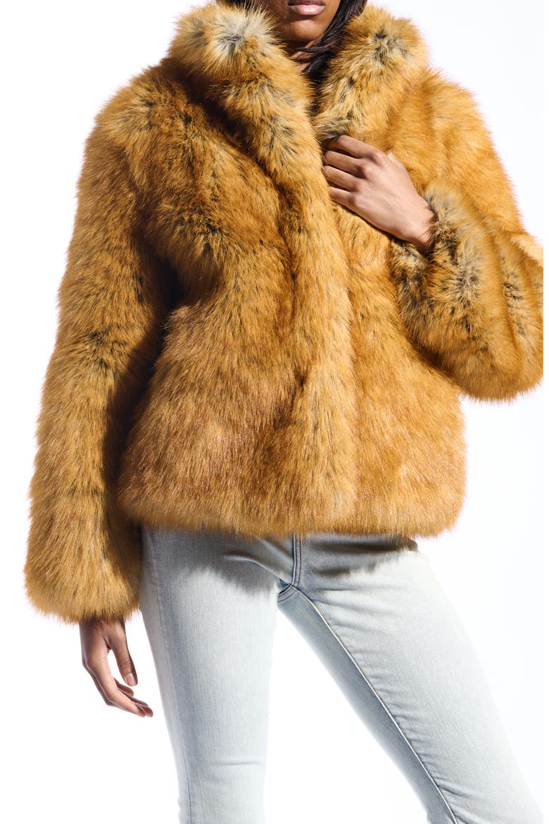 Faux Fur Coat, Main, color, TAN