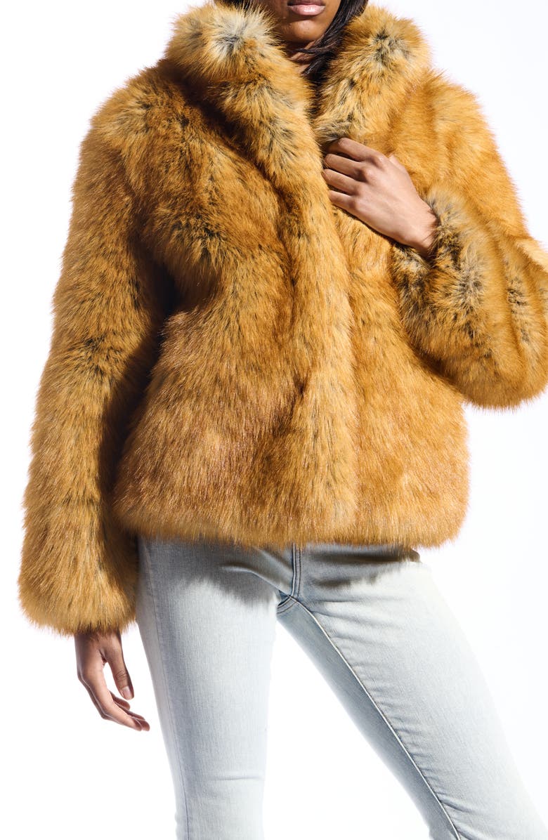 AZALEA WANG Faux Fur Coat, Main, color, Tan