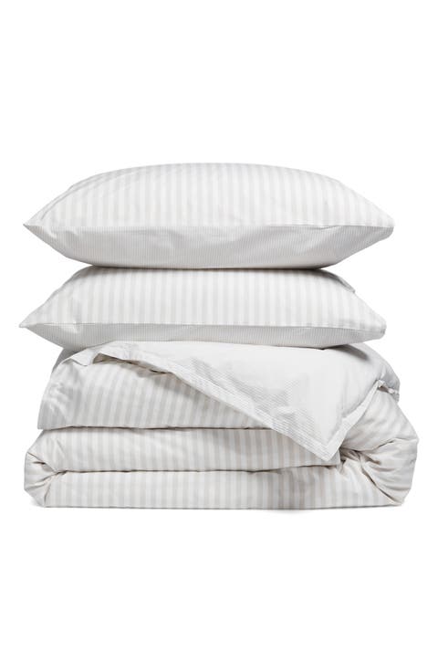 Stripe Cotton Percale Duvet Cover & Shams Set