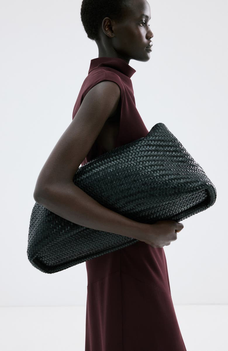 MANGO Drape Mock Neck Sleeveless Midi Dress, Alternate, color, Wine