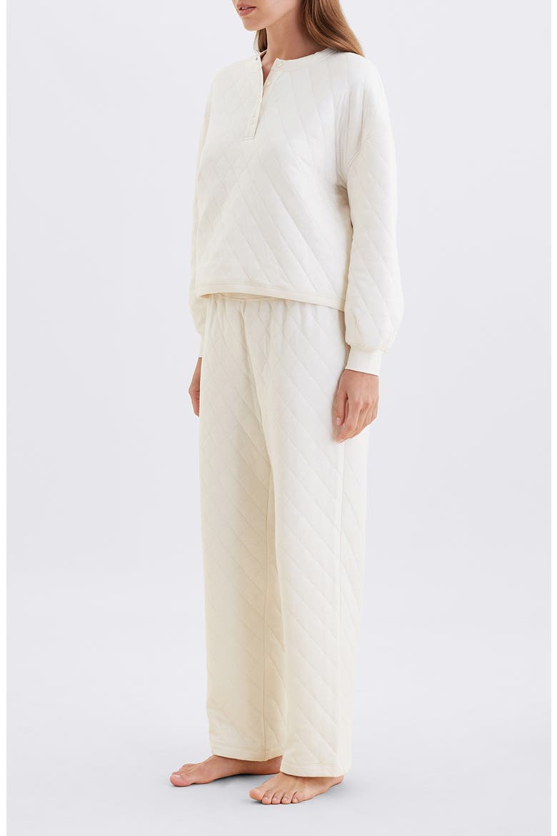 Quilted Cotton Pajamas, Alternate, color, ECRU