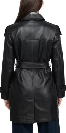 Double Breasted Leather Trench Coat