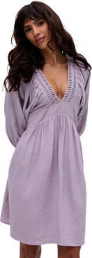 Raffya Soipoi Ruched V-Neck Midi Dress