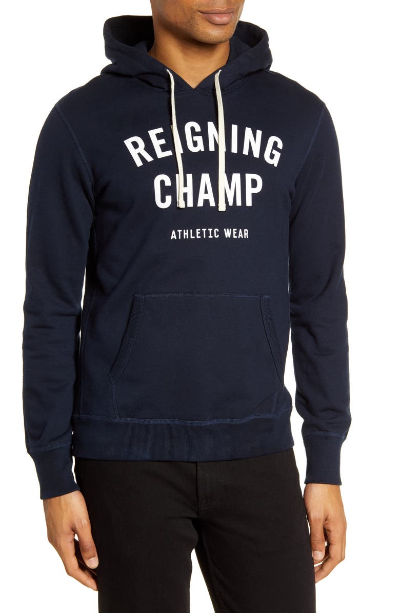 Reigning Champ Gym Logo Hooded Sweatshirt, Main, color, 