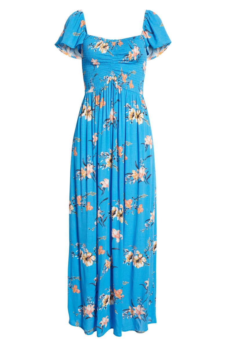 BP. Floral Smocked Bodice Maxi Dress, Alternate, color, 