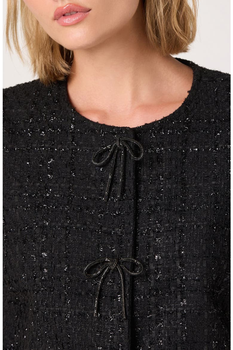 Puff Sleeve Tweed Jacket, Alternate, color, BLACK