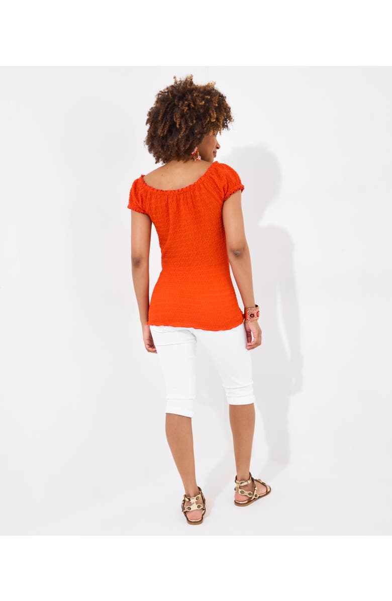 Joe Browns Stretchy Off The Shoulder Tee, Alternate, color, Vibrant Orange