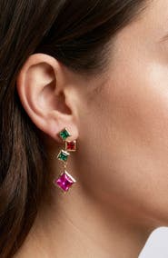 JARDIN Square Cut Crystal Drop Earrings