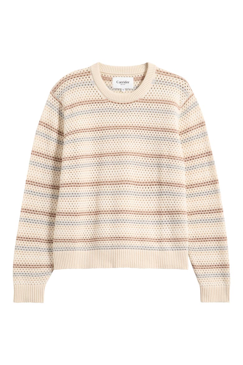Stripe Pima Cotton & Linen Sweater, Alternate, color, NATURAL