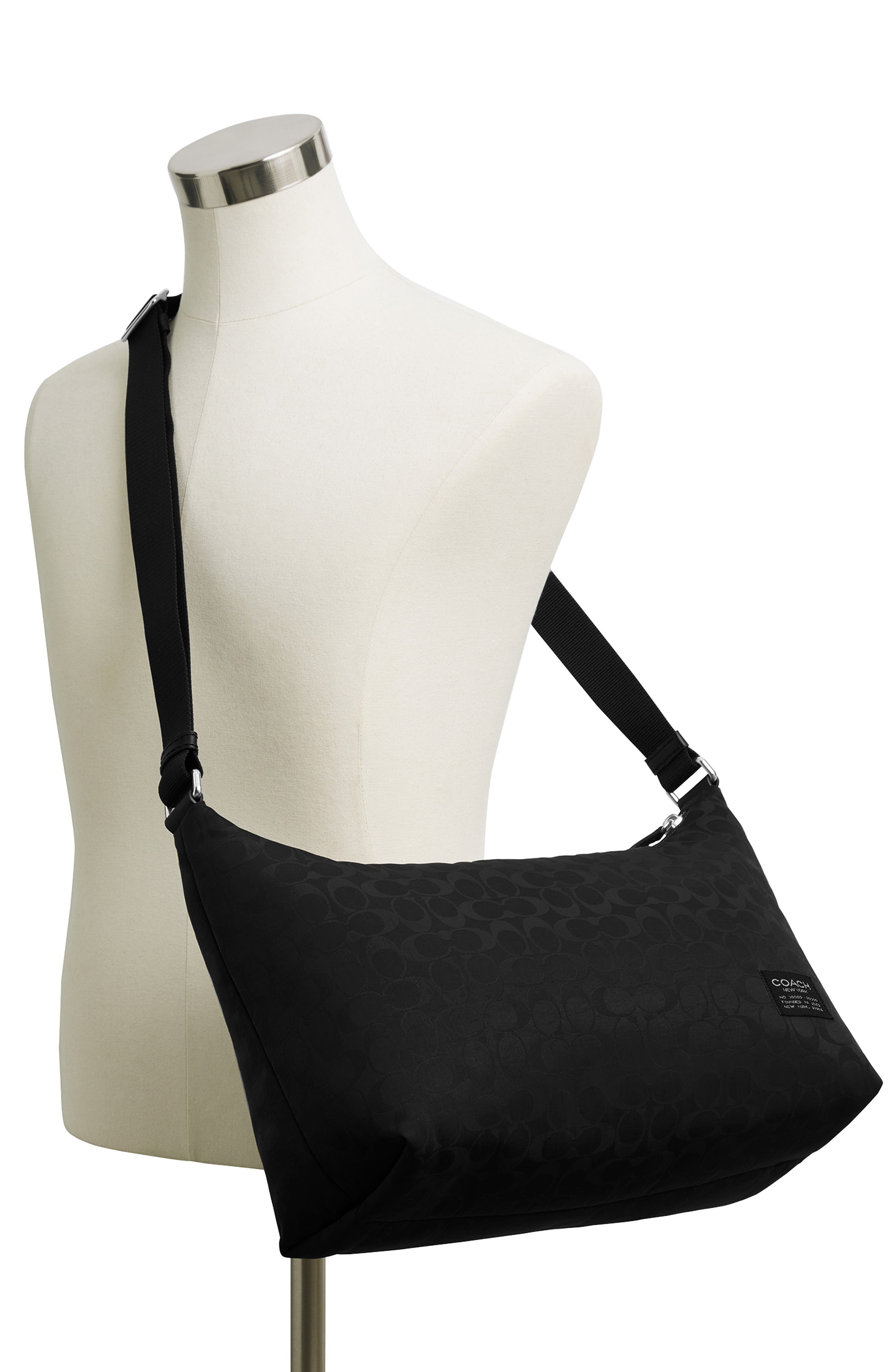 COACH Leo Signature Nylon Crossbody Bag, Alternate, color, Black