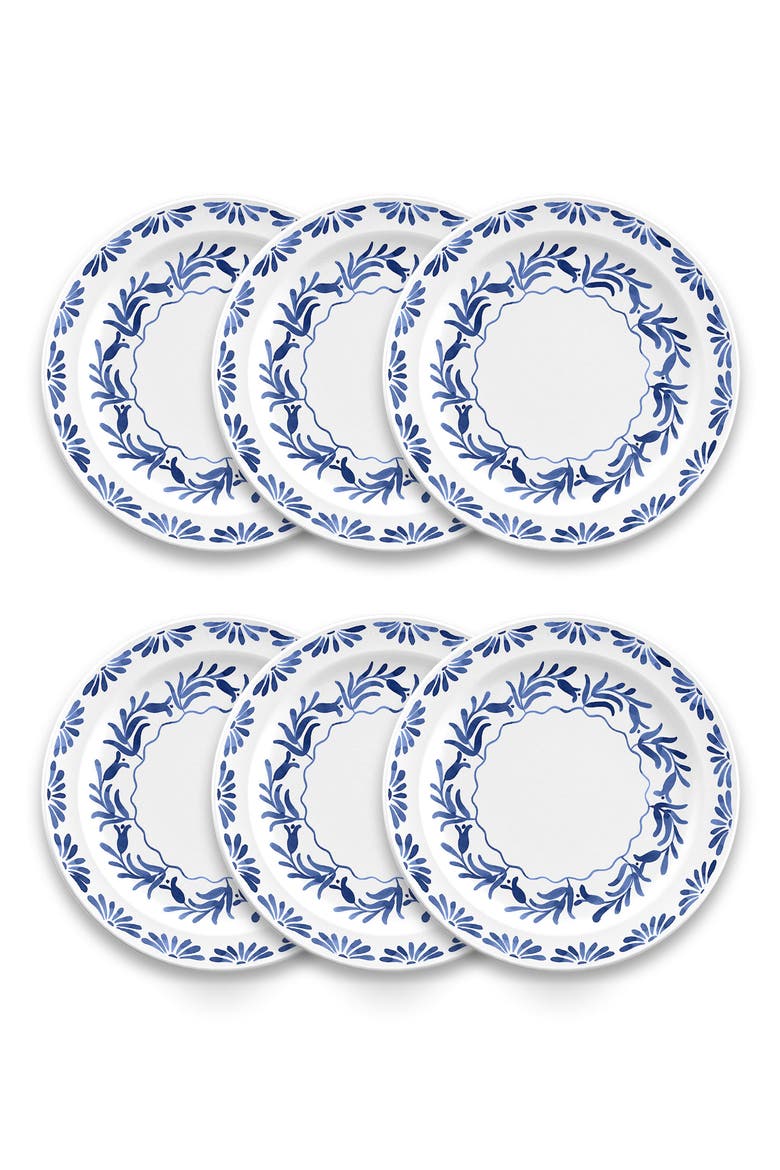 Set of Six Azul Melamine Plates, Main, color, BLUE