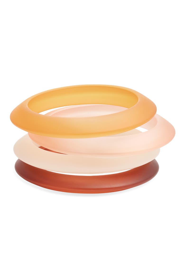 Set of 4 Ombré Resin Bangle Bracelets, Main, color, SUNSET OMBRE