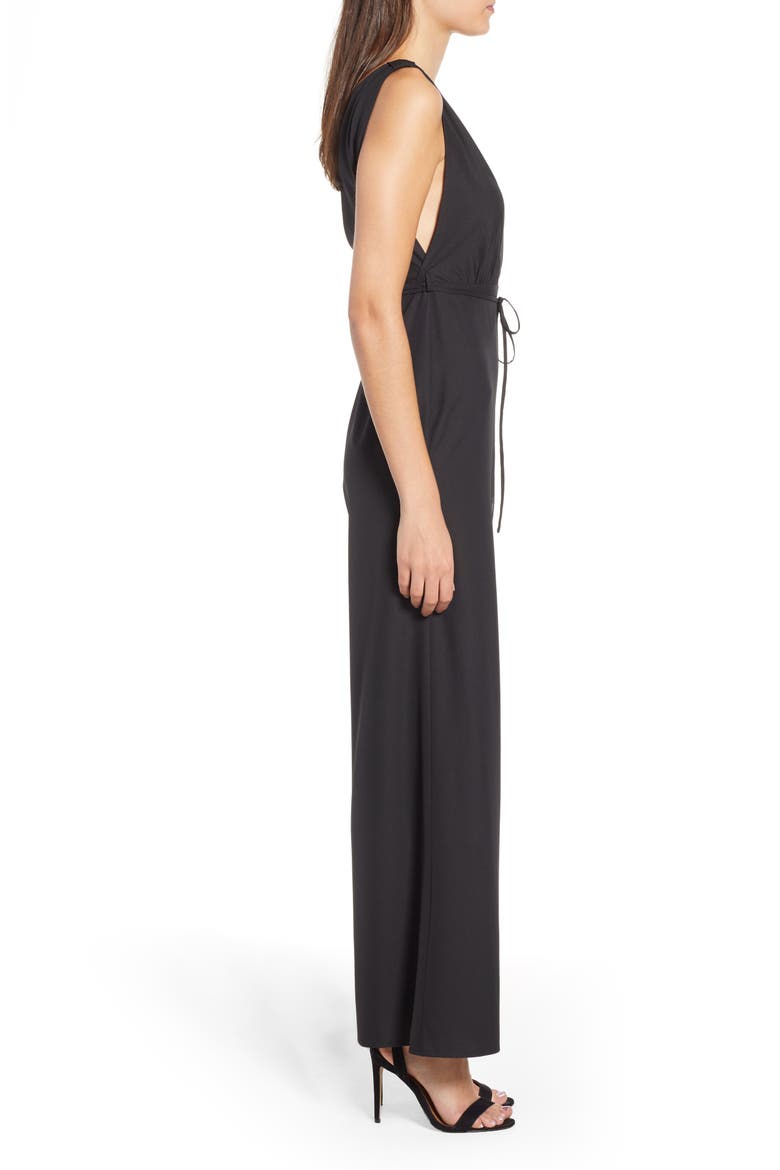 Deep V Jumpsuit, Alternate, color, BLACK