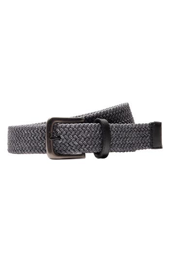 Nike Golf Stretch Webbed Braided Belt In Dark Grey/white