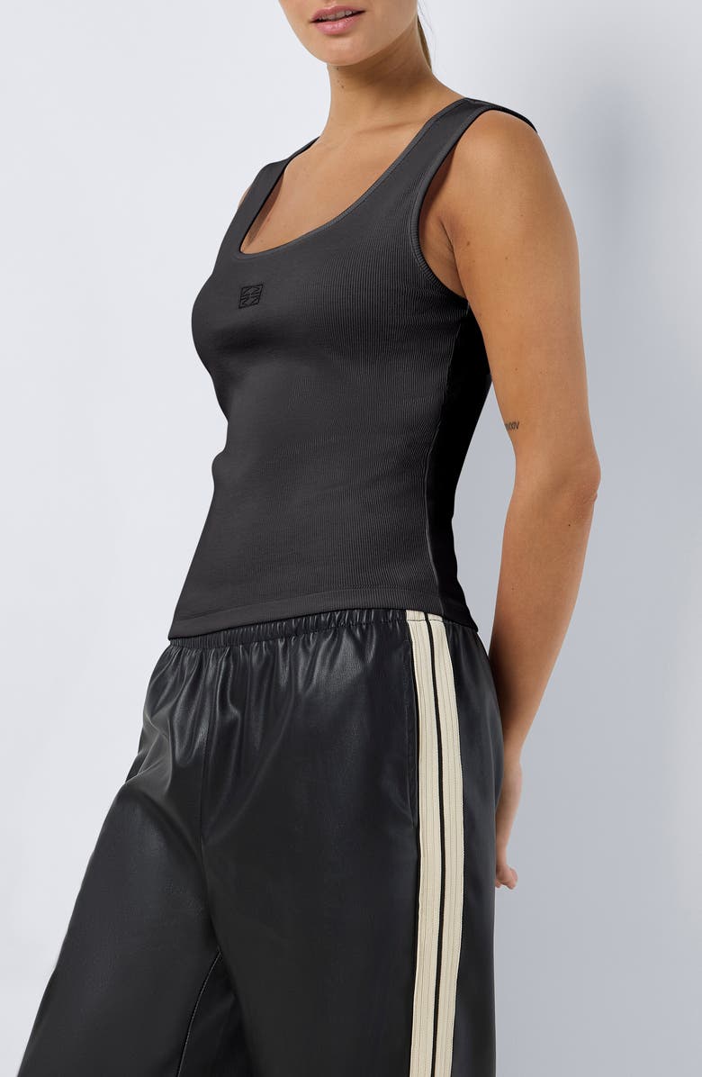 Noisy may Judy Stretch Organic Cotton Rib Tank, Alternate, color, Obsidian Detailwash