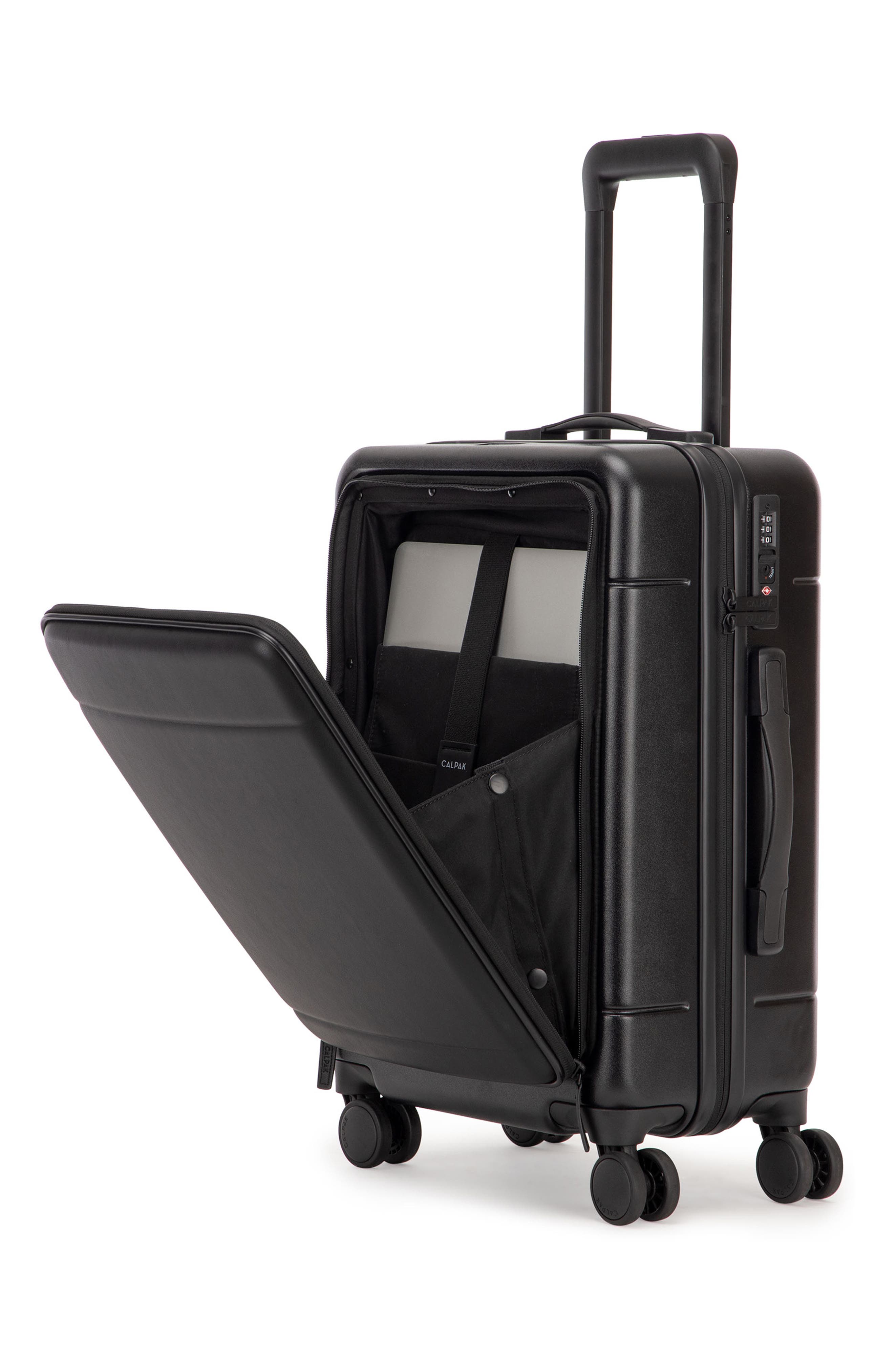 CALPAK Hue 22-Inch Front Pocket Carry-On Suitcase, Alternate, color, Black