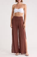 Elan Side Slit Wide Leg Cover-Up Pants