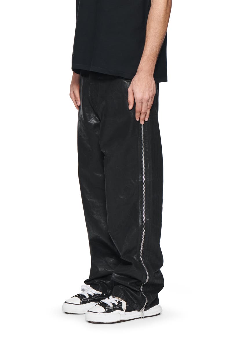 Side Zip Coated Wide Leg Jeans, Alternate, color, BLACK