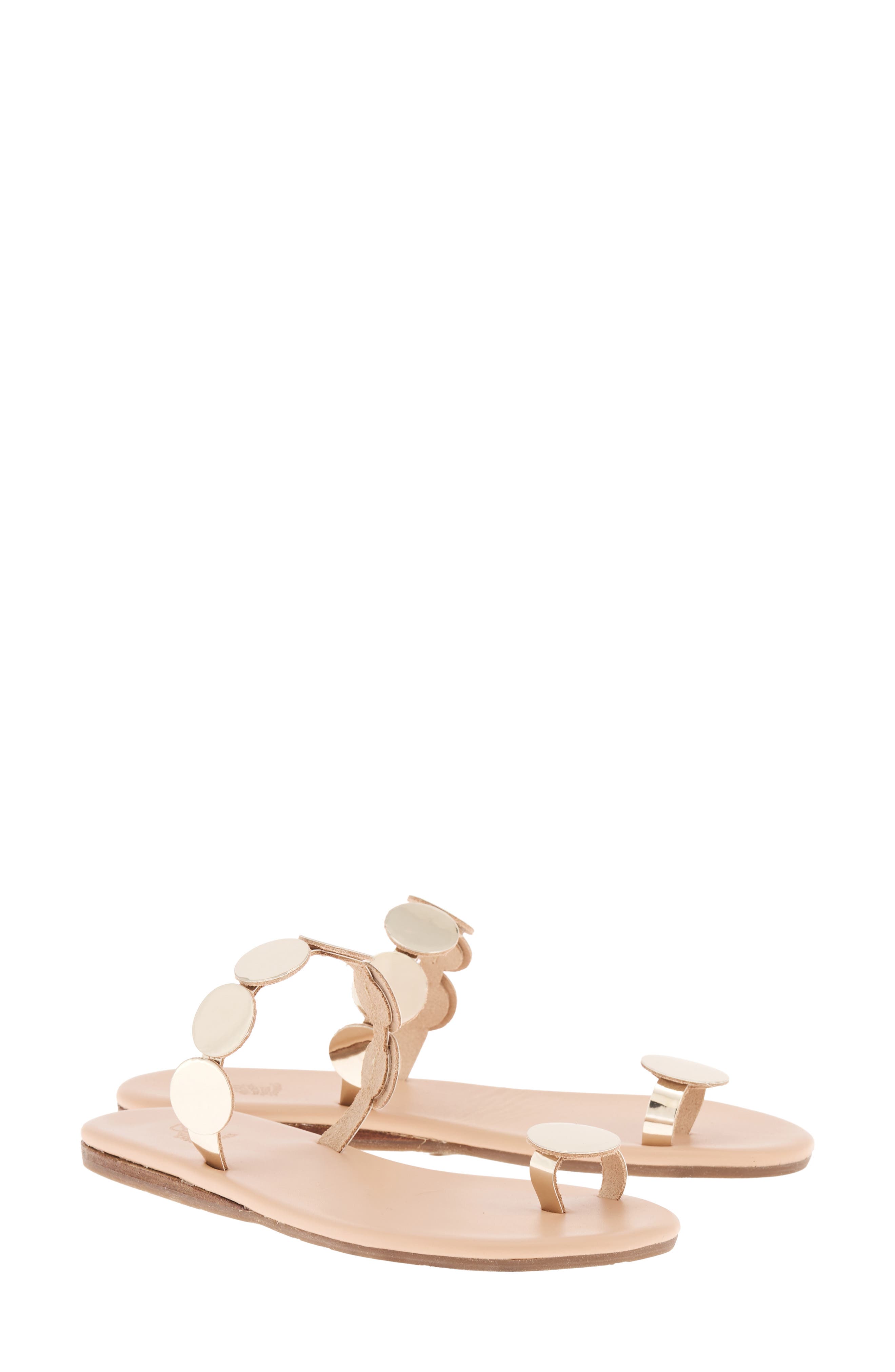 Ancient Greek Sandals Dirki Discs Sandal, Main, color, Gold