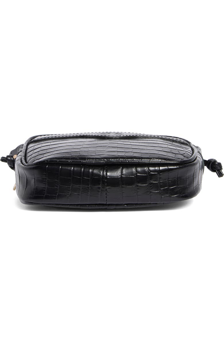 Longchamp 1980 Croc Embossed Small Crossbody Bag, Alternate, color, Black
