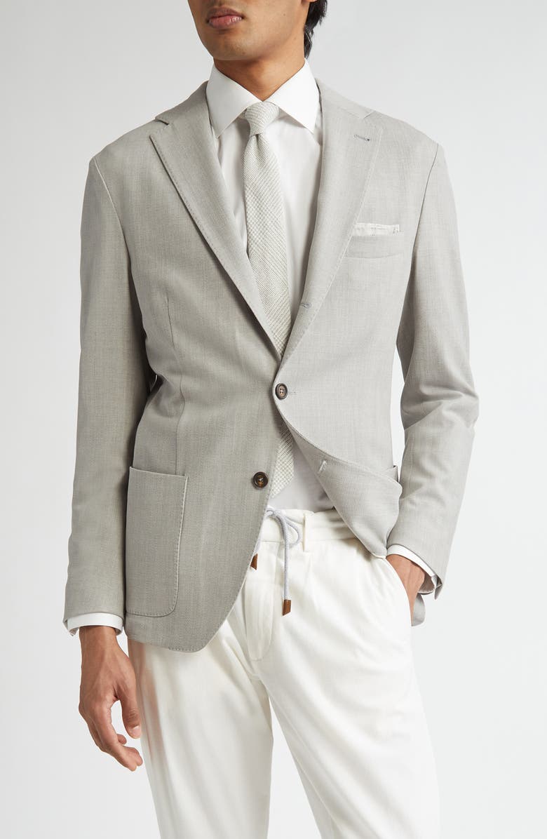 Eleventy Single Breasted Stretch Wool Sport Coat, Main, color, 13 Light Melange Grey