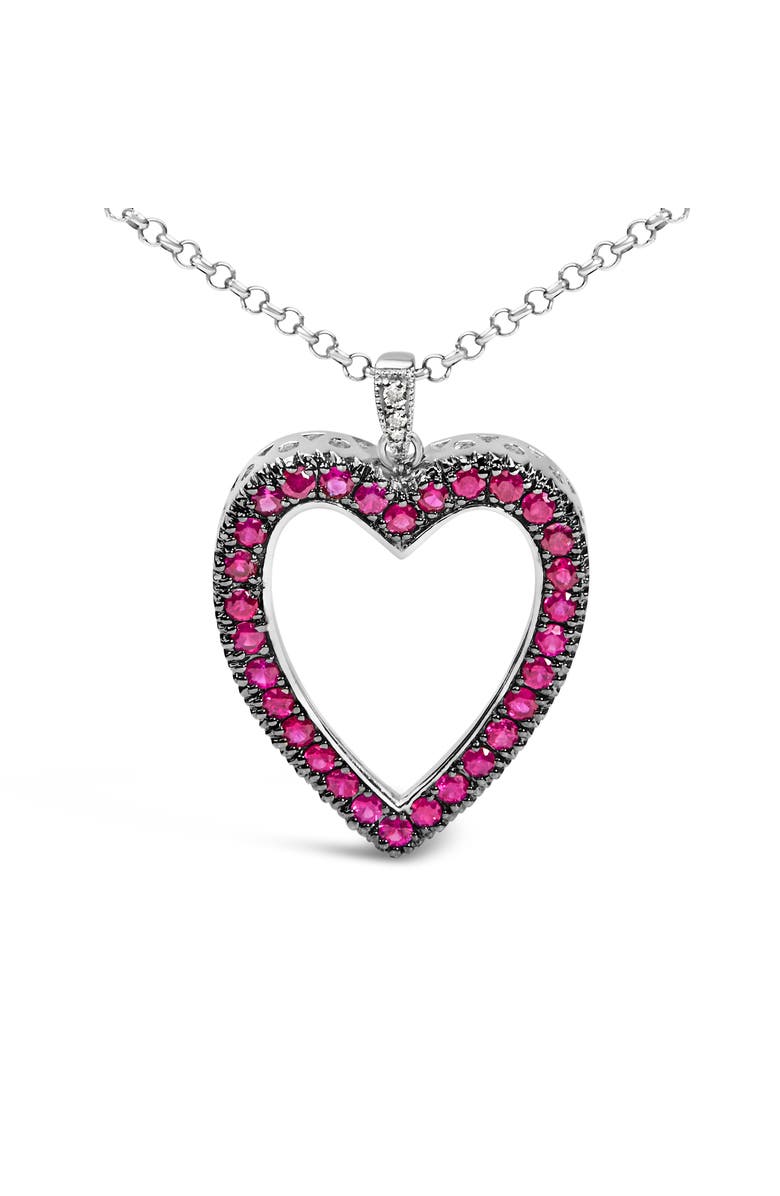 Haus of Brilliance 18K 1/3 Cttw Diamond & Ruby Open Heart Pendant Necklace, Alternate, color, White