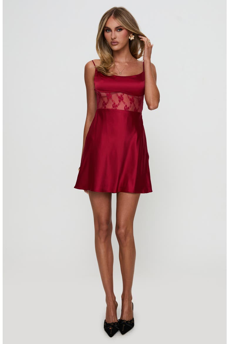 Le Tigre Lace Inset Satin Minidress, Alternate, color, RED