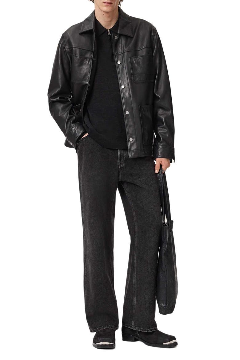 Albany Merino Wool Quarter Zip Polo, Alternate, color, CINDER BLACK