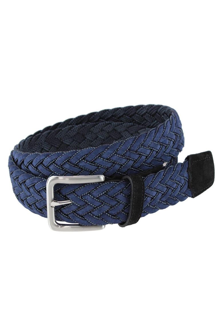 Apollo Italian Braided Suede Versatile Belt, Main, color, Navy