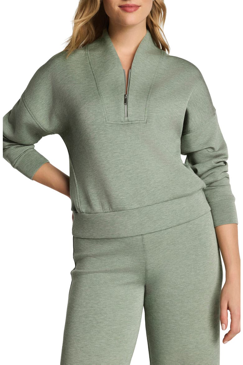 AirEssentials Shawl Collar Half Zip Pullover, Main, color, SAGE BRUSH HEATHER