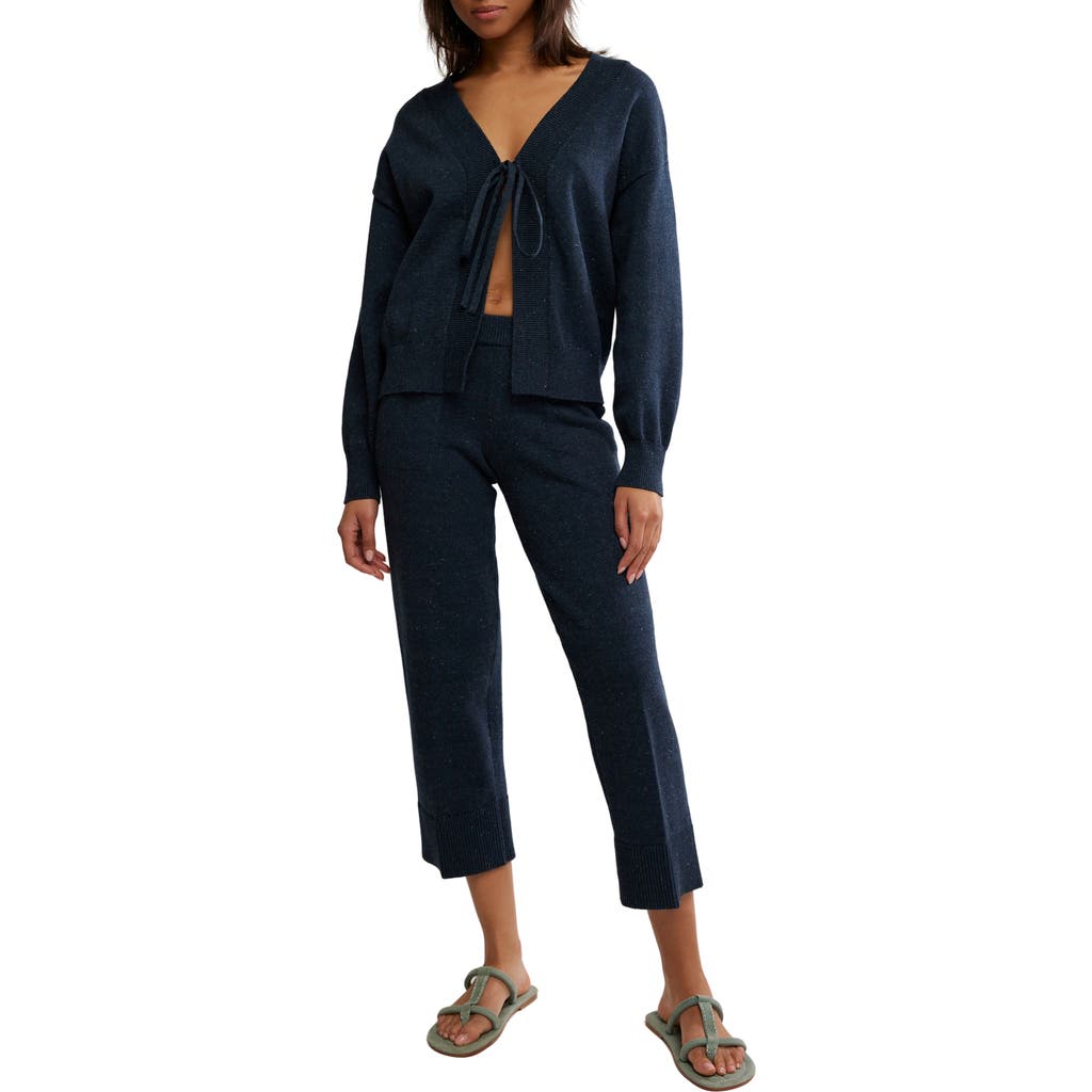 Free People Solar Cardigan & Pants Set In Navy