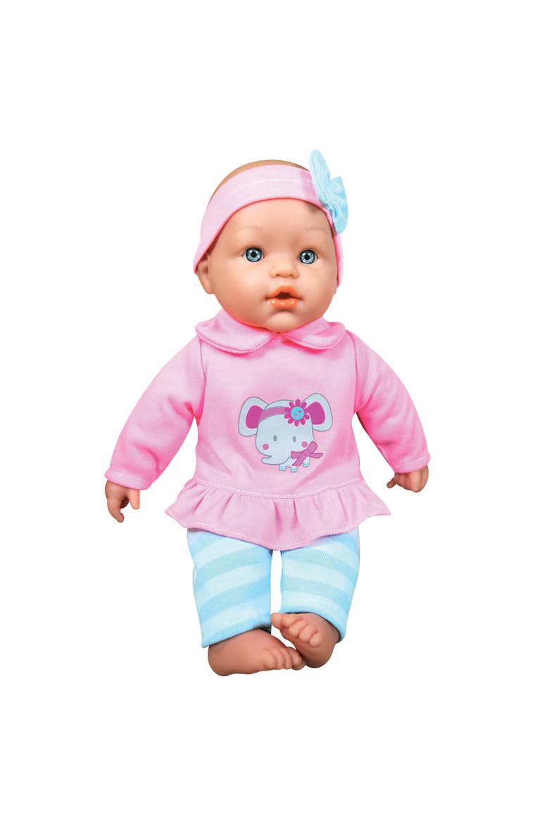 14 Inch Doctor Baby Doll Set, Pink & Blue Elephant Outfit, Wood Accessories, Alternate, color, Multicolored
