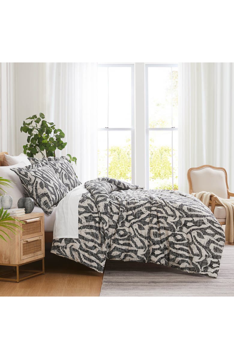 SOUTHSHORE FINE LINENS Khari Reversible Duvet & Sham Set, Alternate, color, Charcoal